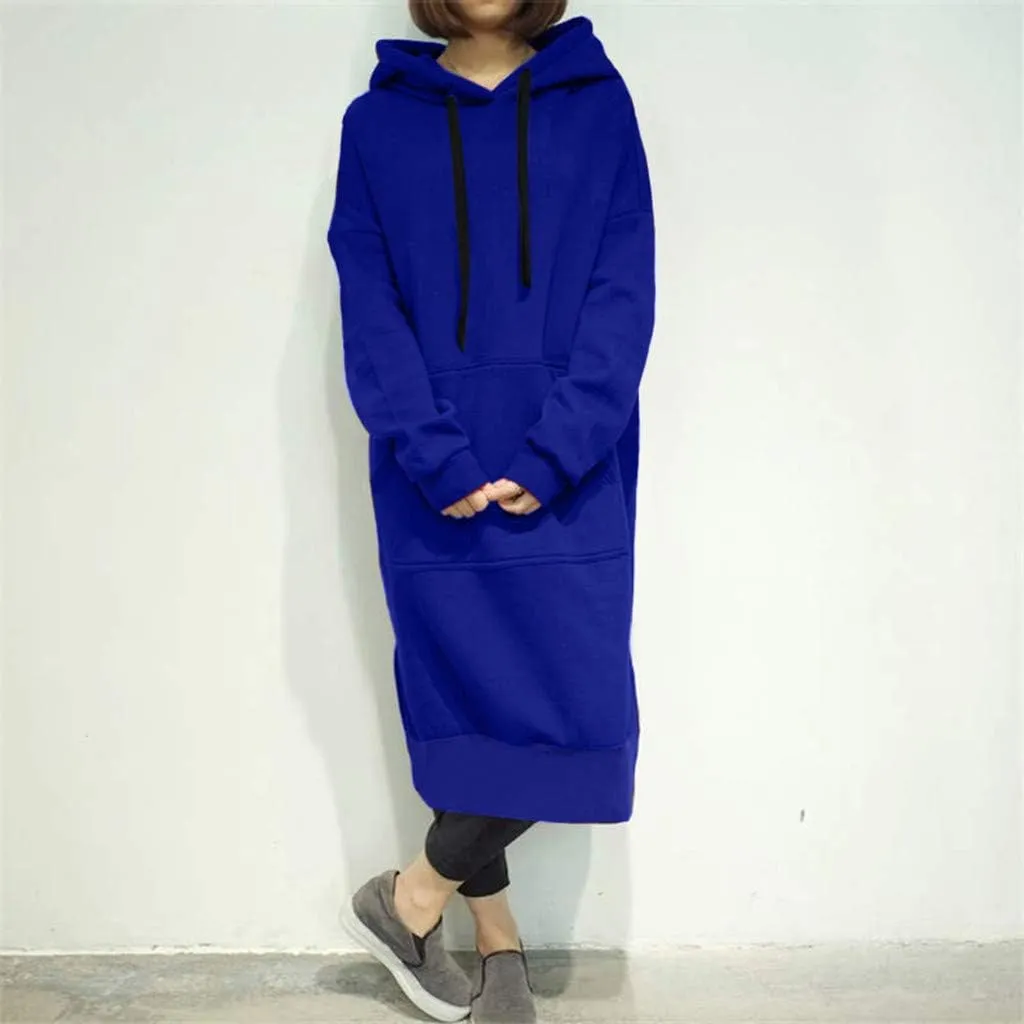 Oversized Hoodie Dress for Women Oversized Casual Hooded Pullover Long Sleeve Drawstring Hoodies Dress Pockets
