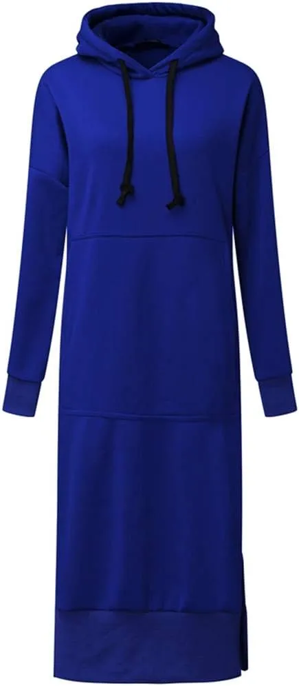 Oversized Hoodie Dress for Women Oversized Casual Hooded Pullover Long Sleeve Drawstring Hoodies Dress Pockets