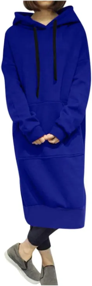 Oversized Hoodie Dress for Women Oversized Casual Hooded Pullover Long Sleeve Drawstring Hoodies Dress Pockets