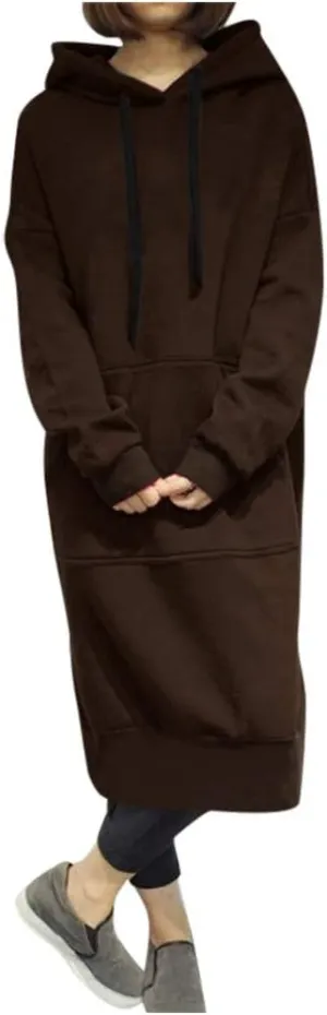 Oversized Hoodie Dress for Women Oversized Casual Hooded Pullover Long Sleeve Drawstring Hoodies Dress Pockets