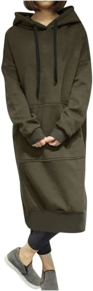 Oversized Hoodie Dress for Women Oversized Casual Hooded Pullover Long Sleeve Drawstring Hoodies Dress Pockets