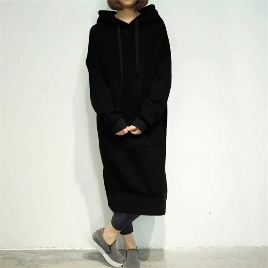 Oversized Hoodie Dress for Women Oversized Casual Hooded Pullover Long Sleeve Drawstring Hoodies Dress Pockets
