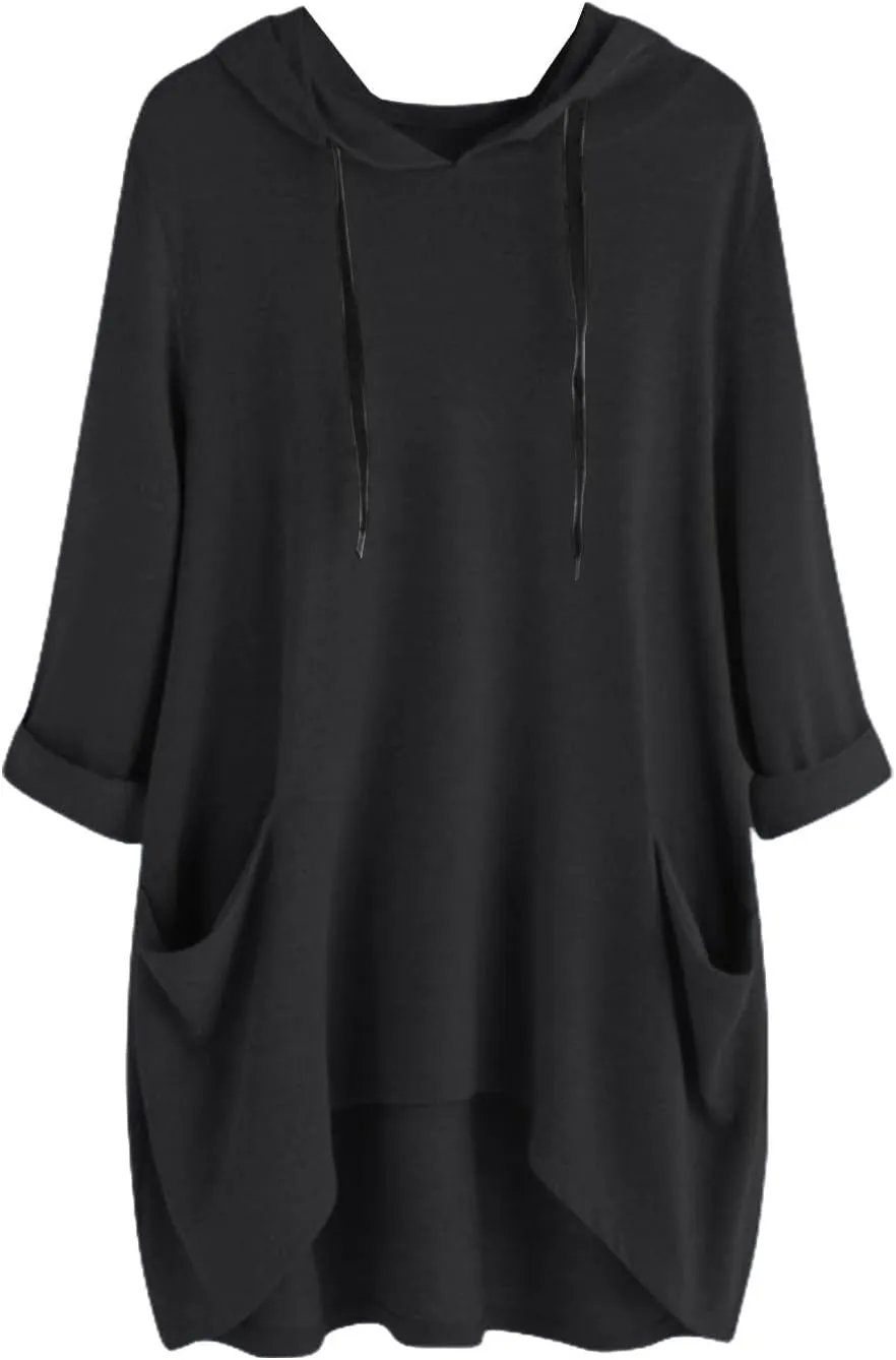 Oversized Hoodie Dress Women Long Sweatshirt Hooded Dress with Pockets Oversized Casual Pullover