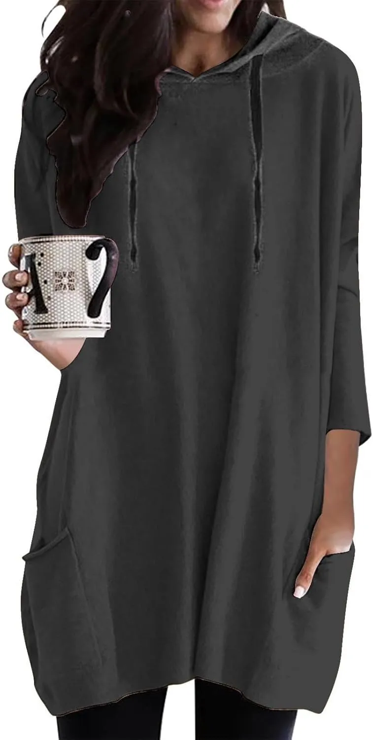 Oversized Hoodie Dress Women Long Sweatshirt Hooded Dress with Pockets Oversized Casual Pullover