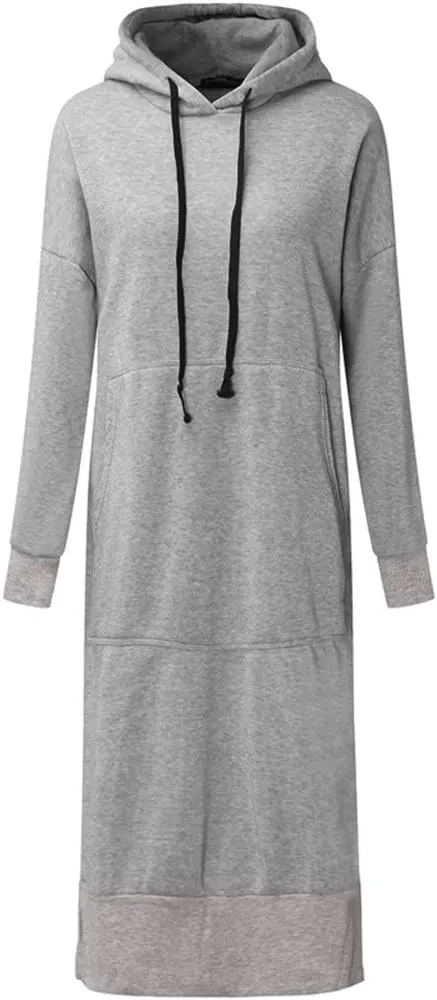 Oversized Hoodie Dress Women Long Sweatshirt Hooded Dress with Pockets Oversized Casual Pullover