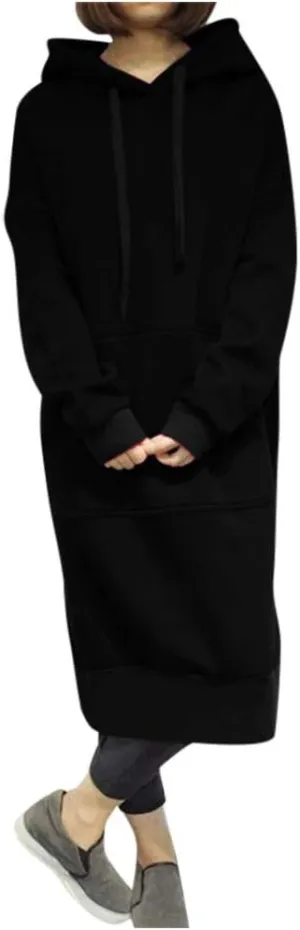 Oversized Hoodie Dress Women Long Sweatshirt Hooded Dress with Pockets Oversized Casual Pullover