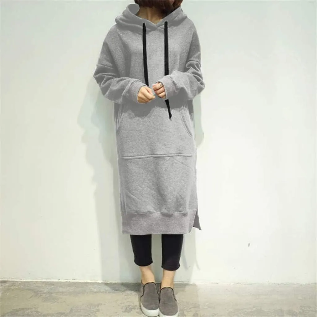 Oversized Hoodie Dress Women Long Sweatshirt Hooded Dress with Pockets Oversized Casual Pullover