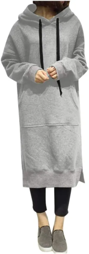 Oversized Hoodie Dress Women Long Sweatshirt Hooded Dress with Pockets Oversized Casual Pullover