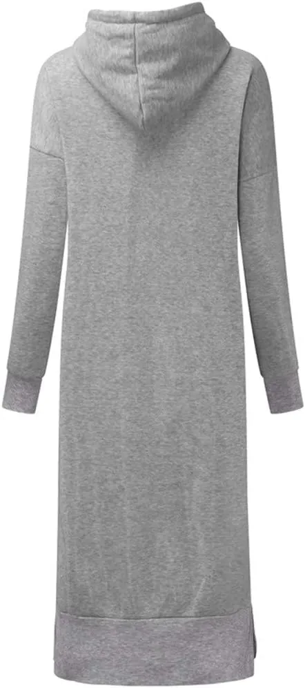 Oversized Hoodie Dress Women Long Sweatshirt Hooded Dress with Pockets Oversized Casual Pullover