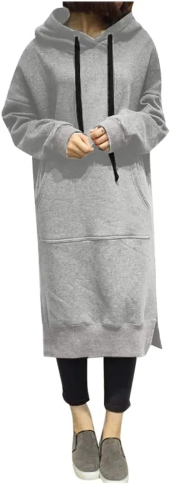 Oversized Hoodie Dress Women Long Sweatshirt Hooded Dress with Pockets Oversized Casual Pullover