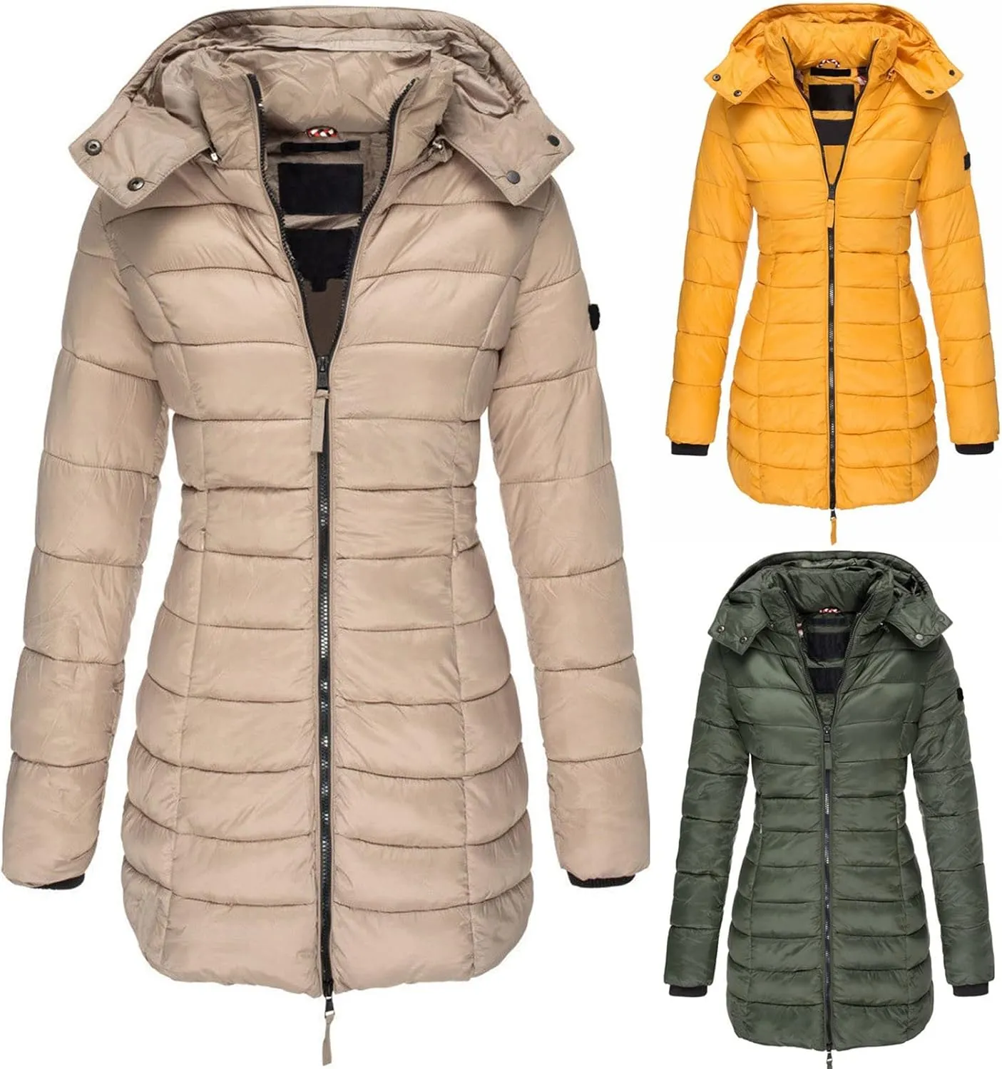 Parka Coats for Women Plus Size Long Thermal Thicken Padded Jacket Trendy 2022 Outdoor Down Coat with Pockets