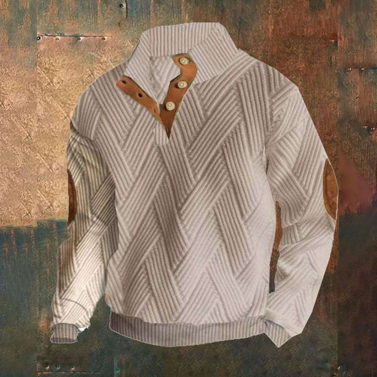 Polo Pullover Corduroy Collar Button Sweatshirt 1/4 Top Button Long Sleeve Jacket Outdoor Fashion Sweater Warm