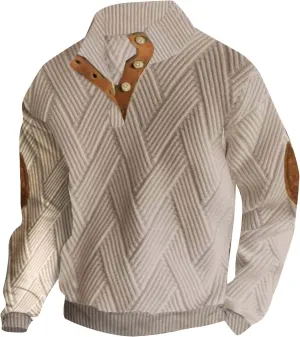 Polo Pullover Corduroy Collar Button Sweatshirt 1/4 Top Button Long Sleeve Jacket Outdoor Fashion Sweater Warm