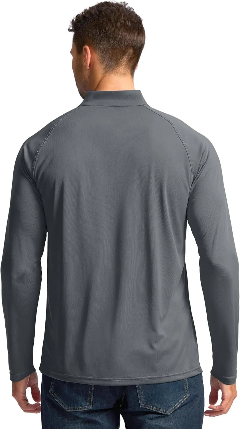 Pudolla Men's 1/4 Zip Sun Protection Shirts UV SPF UPF 50  Long Sleeve Rash Guard Fishing Running Hiking Athletic Tee Shirts