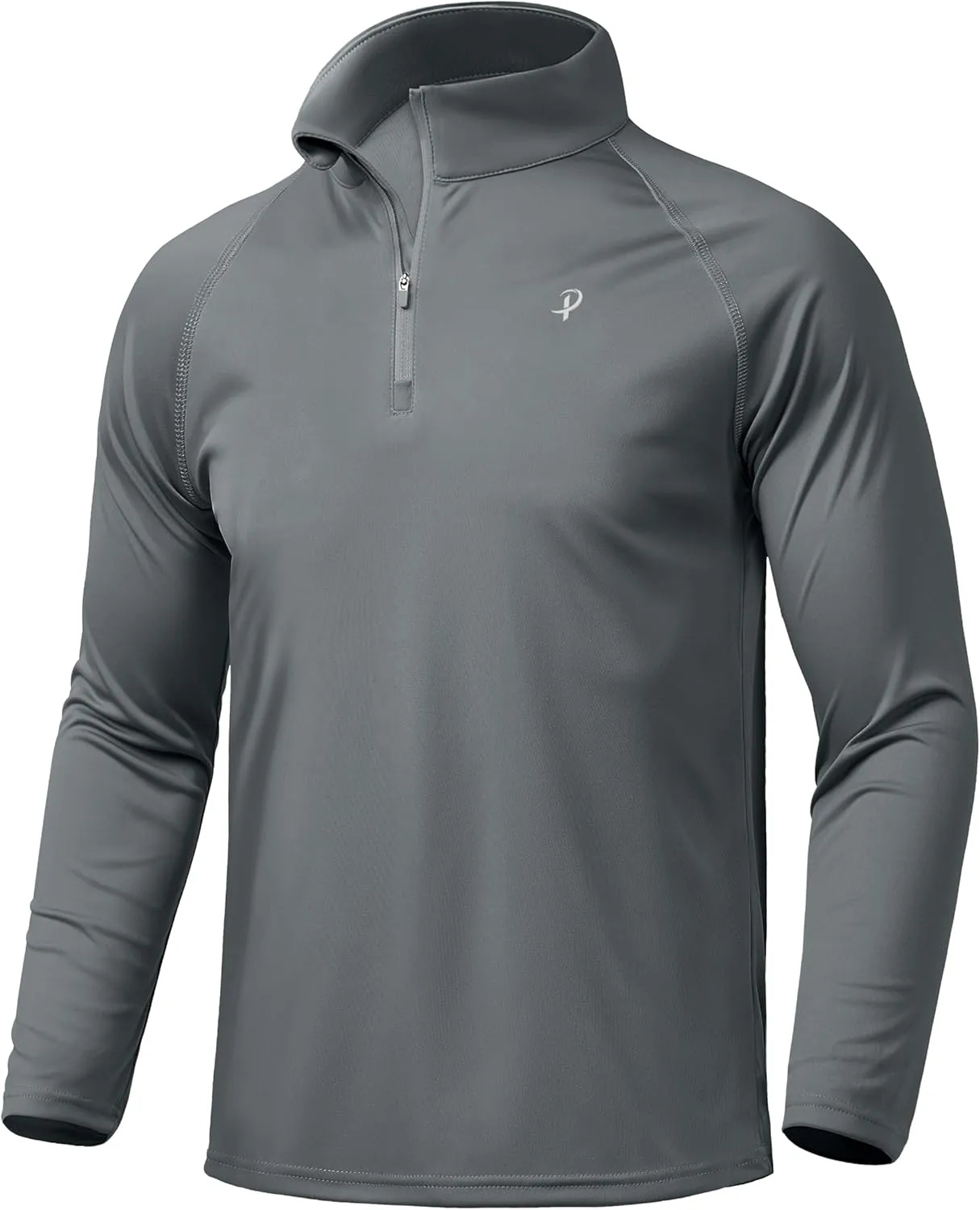 Pudolla Men's 1/4 Zip Sun Protection Shirts UV SPF UPF 50  Long Sleeve Rash Guard Fishing Running Hiking Athletic Tee Shirts