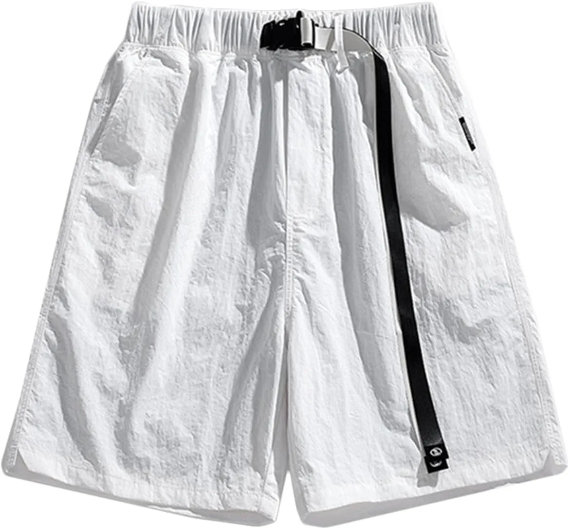 Quick Dry Men's Athletic Shorts Elastic Waist Relaxed Fit Casual Shorts Solid Lightweight Running Workout Shorts