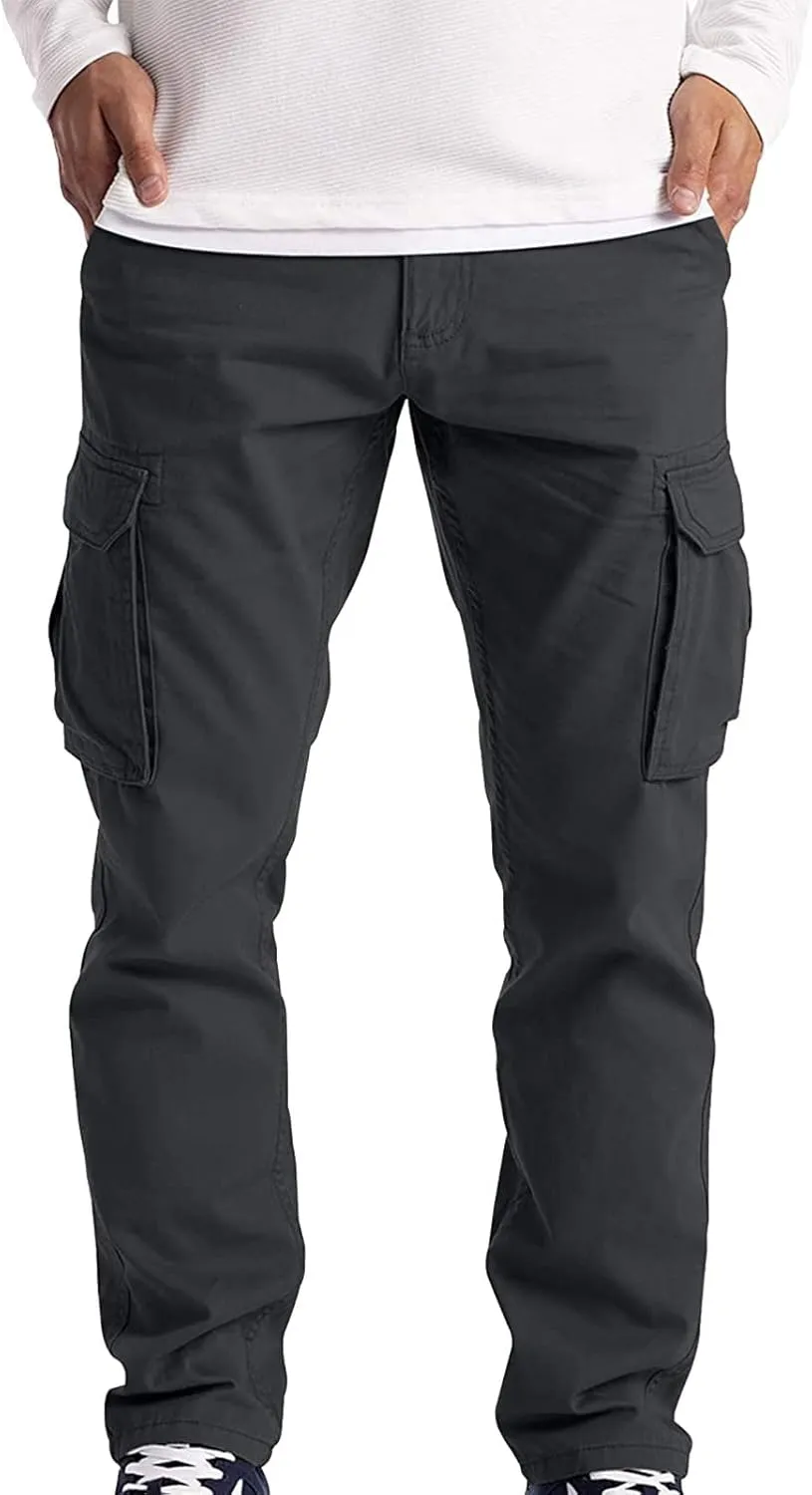 Relaxed Fit Fleece Cargo Sweatpants for Men Oversized Causal Athletic Jogger Pants Outdoor Military Army Cargo Pants