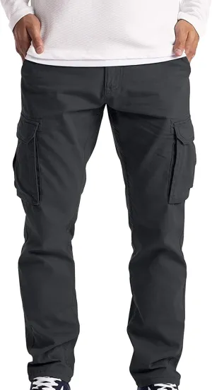 Relaxed Fit Fleece Cargo Sweatpants for Men Oversized Causal Athletic Jogger Pants Outdoor Military Army Cargo Pants