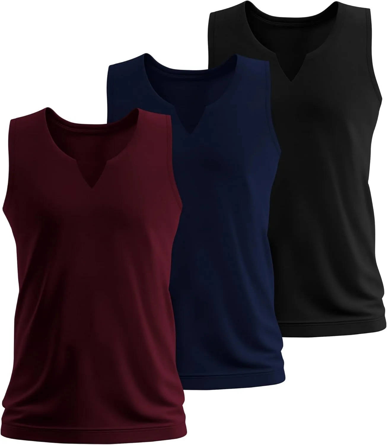 Riyiper 3 Pack Men's Sleeveless Tank Tops, V Neck Longline Henley T Shirts Casual Cotton Muscle Shirts Stretch Athletic Tee