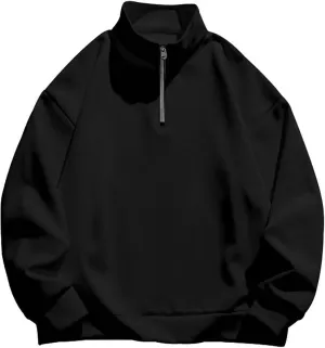 RTTUIOP 1/4 Zip Pullover Mens Western Sweaters Outdoor Long Sleeve Retro Plus Size Henley Loose Fit Solid Pullover
