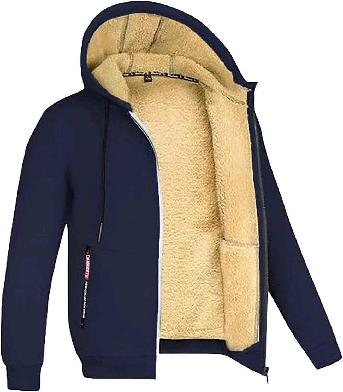 Solid Pocket Zipper Fly Men's Cotton Fleece Jacket Vintage Print Christmas Jackets Sherpa Quilted Lined Shirt