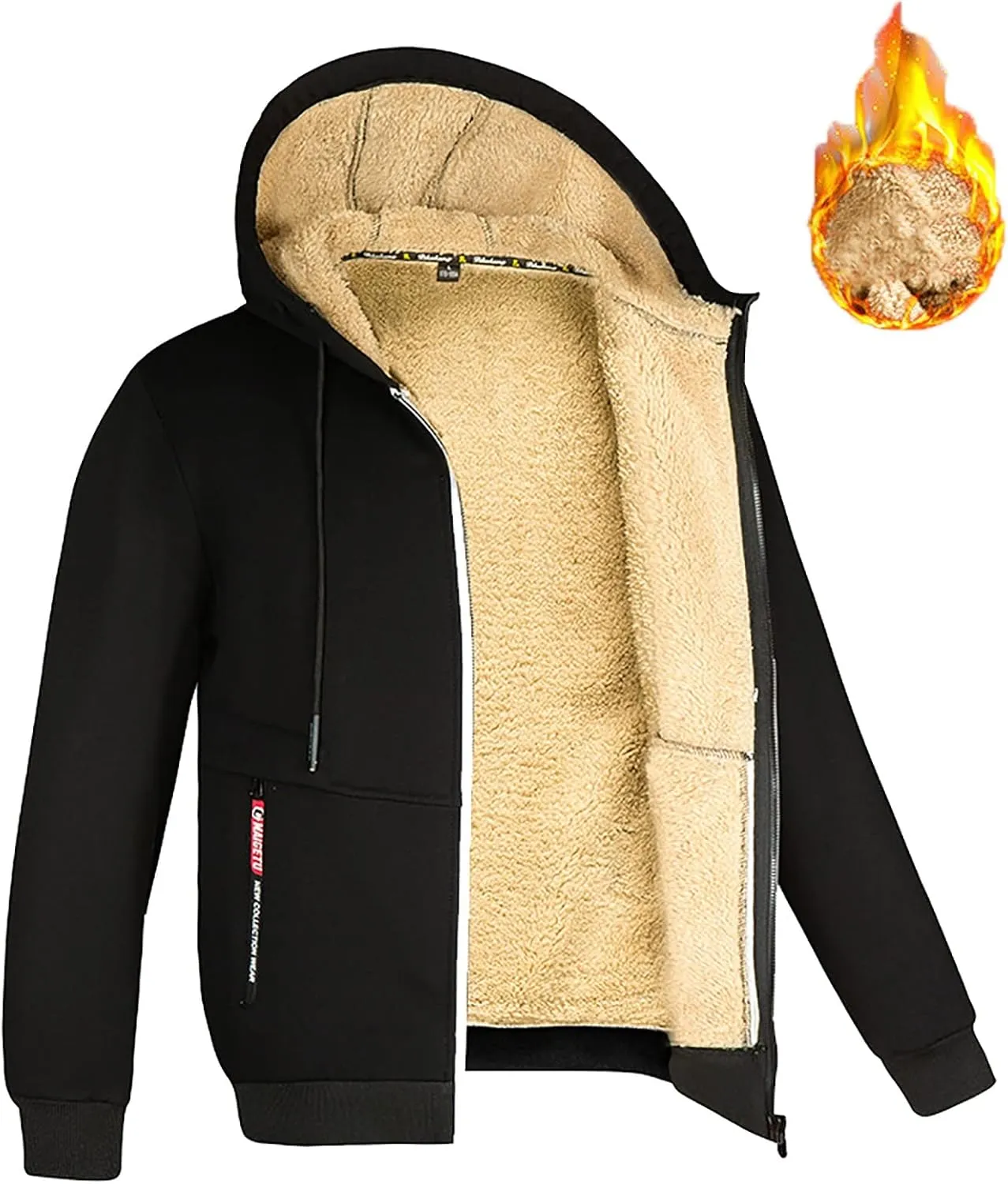 Solid Pocket Zipper Fly Men's Cotton Fleece Jacket Vintage Print Christmas Jackets Sherpa Quilted Lined Shirt