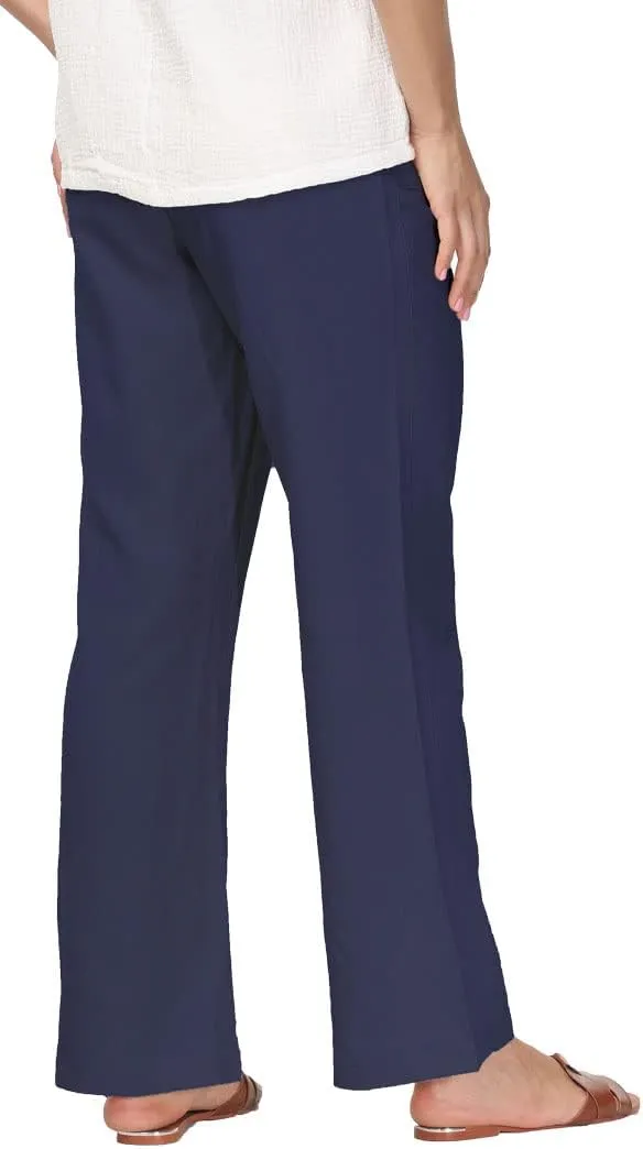Soojun Women's Casual Linen Blend Elastic Waist Flared Pants