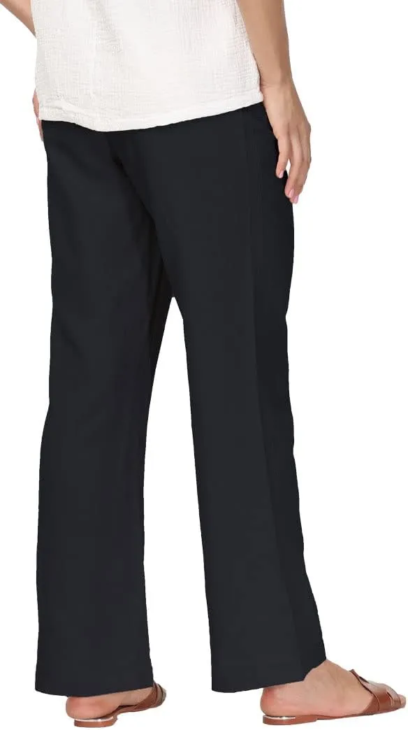 Soojun Women's Casual Linen Blend Elastic Waist Flared Pants