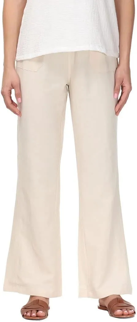 Soojun Women's Casual Linen Blend Elastic Waist Flared Pants