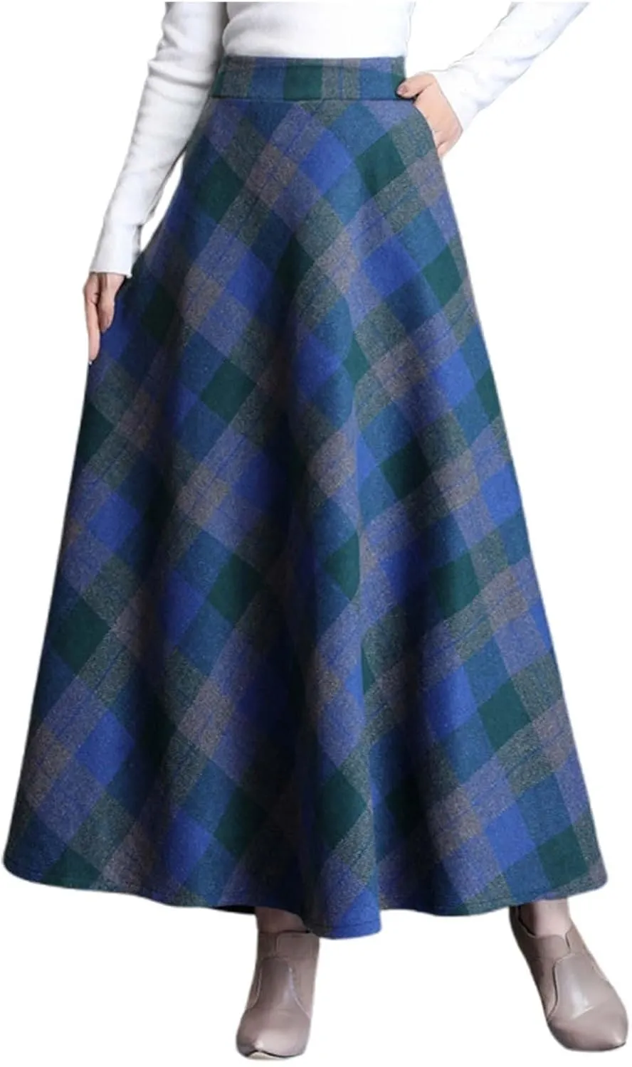 Spring Skirts for Women 2025 Trendy Plaid Pleated Fashion Stylish A-Line Long Skirts for Going Out Vacation Clothes
