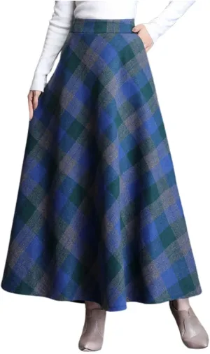 Spring Skirts for Women 2025 Trendy Plaid Pleated Fashion Stylish A-Line Long Skirts for Going Out Vacation Clothes