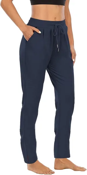 Straight Leg Pants for Women Casual Elastic Waist Drawstring Yoga Pants with Pockets Workout Running Sweatpants