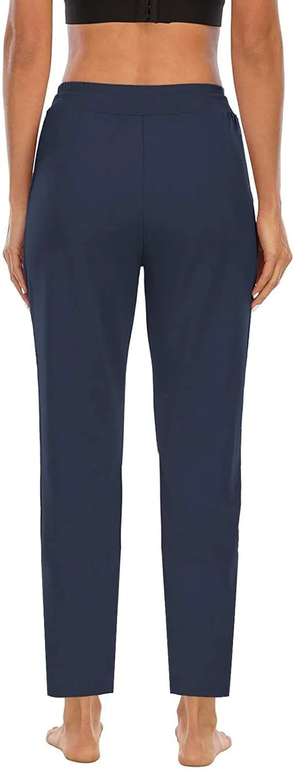 Straight Leg Pants for Women Casual Elastic Waist Drawstring Yoga Pants with Pockets Workout Running Sweatpants