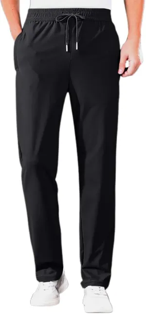 Stretch Active Pants for Men Breathable Quick Drying Beeswan Pants Baggy Casual Ice Silk Trousers with Zipper Pockets