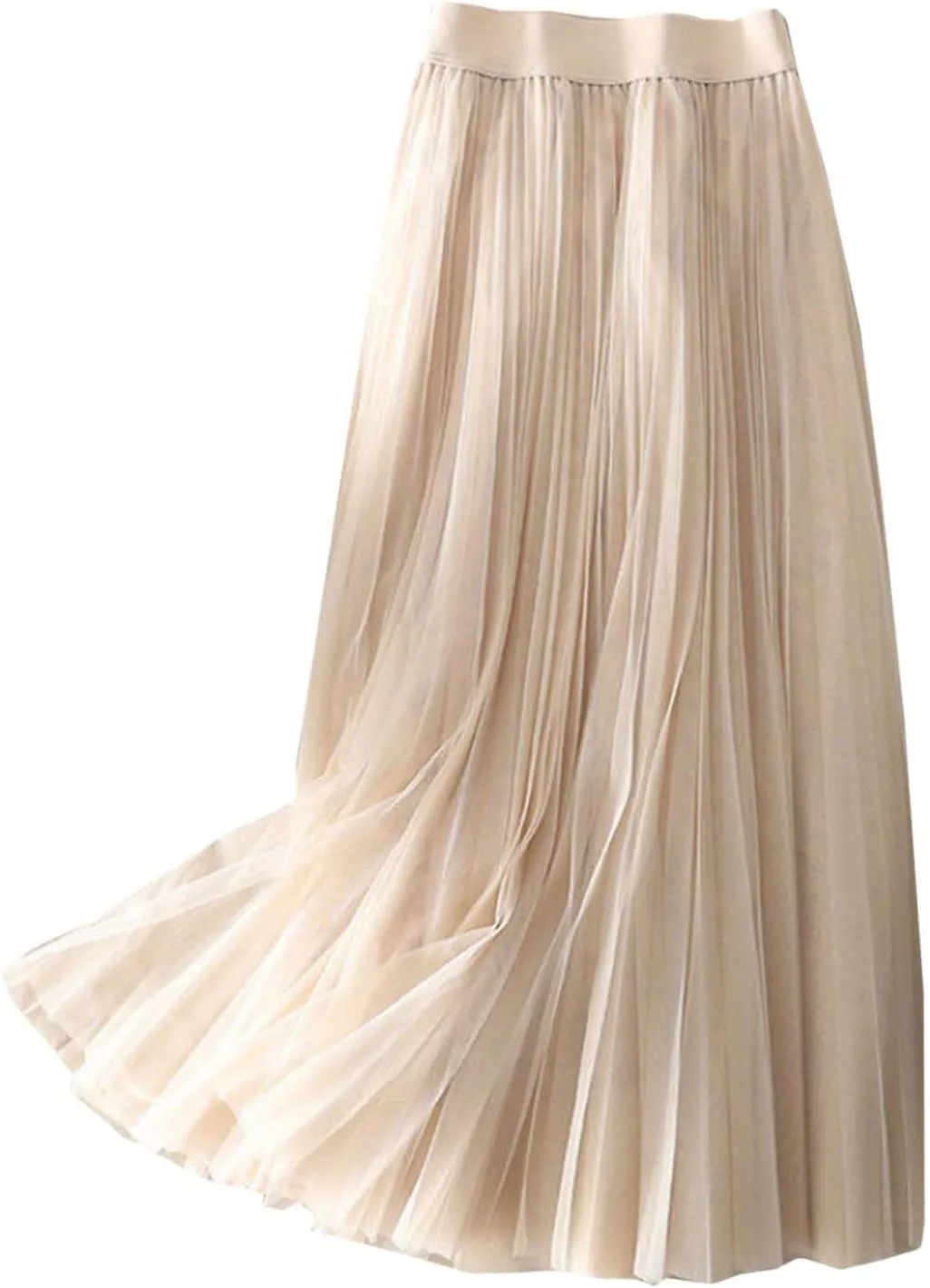 Summer Skirt for Vacation Womens High Elastic Waist Lightweight Sheer A-Line Pleated Flared Maxi Shirts Long Trendy