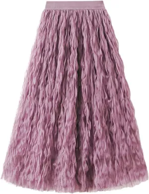 Summer Skirt for Women Trendy High Elastic Waist Lightweight Sheer A-Line Pleated Flared Maxi Shirts Long Streetwear