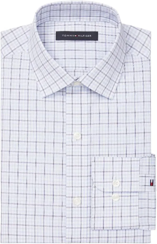 Tommy Hilfiger Men's Dress Shirt Regular Fit Stretch Twill