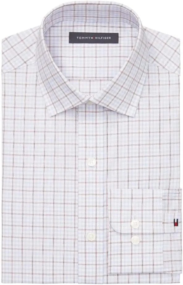 Tommy Hilfiger Men's Dress Shirt Regular Fit Stretch Twill