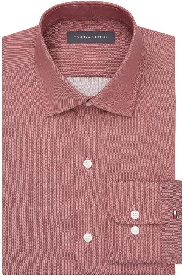 Tommy Hilfiger Men's Dress Shirt Regular Fit Stretch Twill