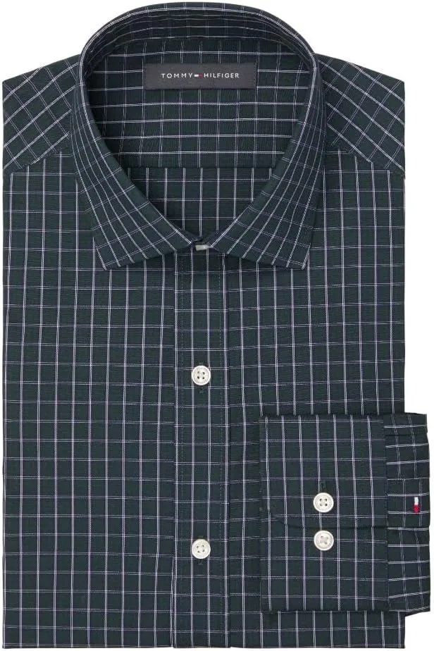 Tommy Hilfiger Men's Dress Shirt Regular Fit Stretch Twill