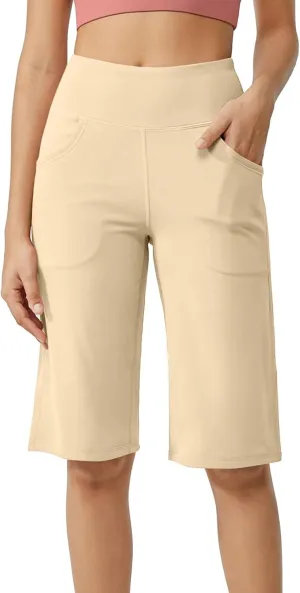 Tummy Control Yoga Capris Women Casual Stretch High Waisted Yoga Leggings Comfy Wide Leg Pants Yoga Capri for Women