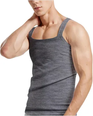 Uillui Mens Tank Tops Slim Fit Square Cut Muscle Shirts Cotton Gym Workout Vest Sleeveless Casual Athletic Tee Shirts Summer