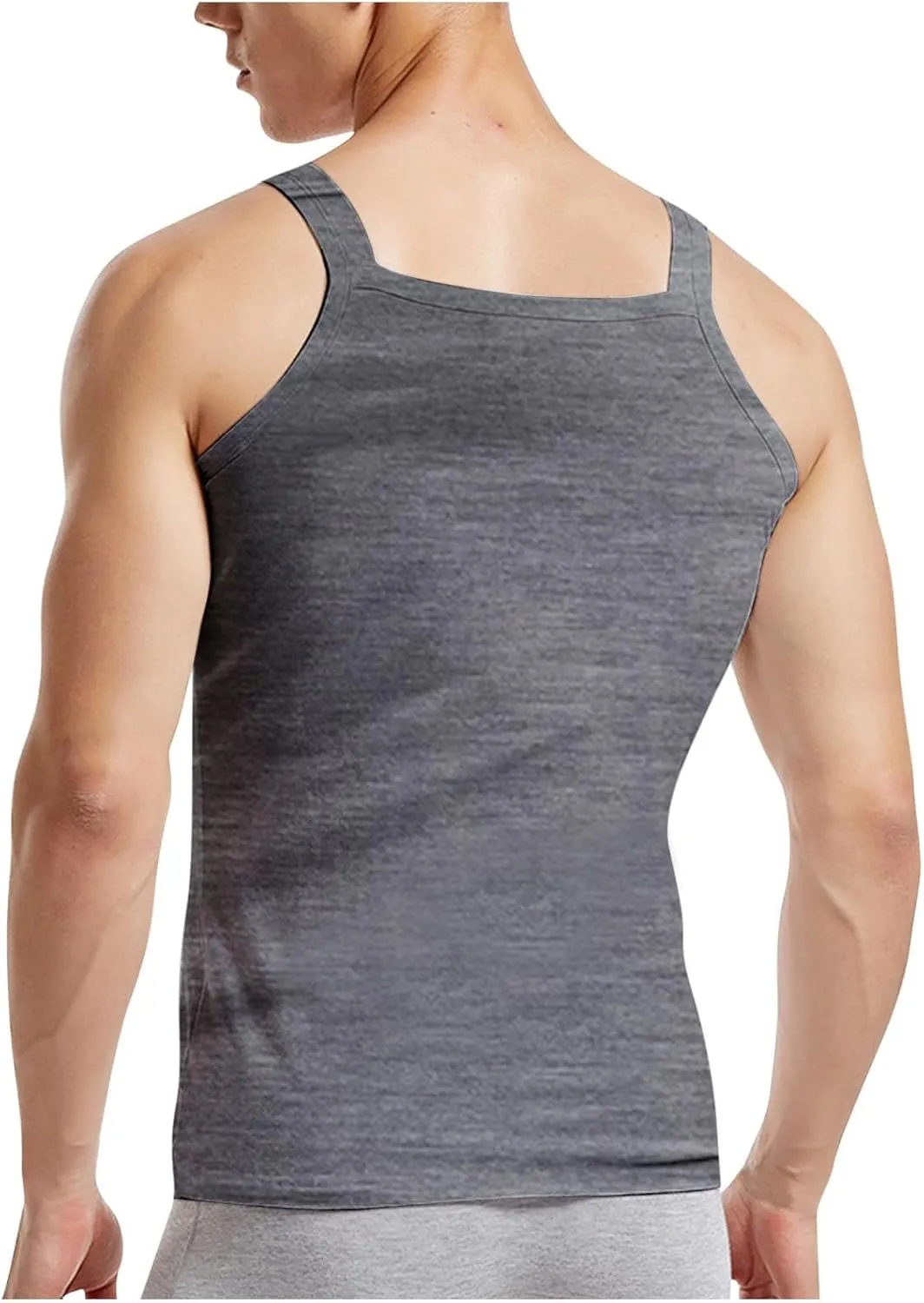 Uillui Mens Tank Tops Slim Fit Square Cut Muscle Shirts Cotton Gym Workout Vest Sleeveless Casual Athletic Tee Shirts Summer