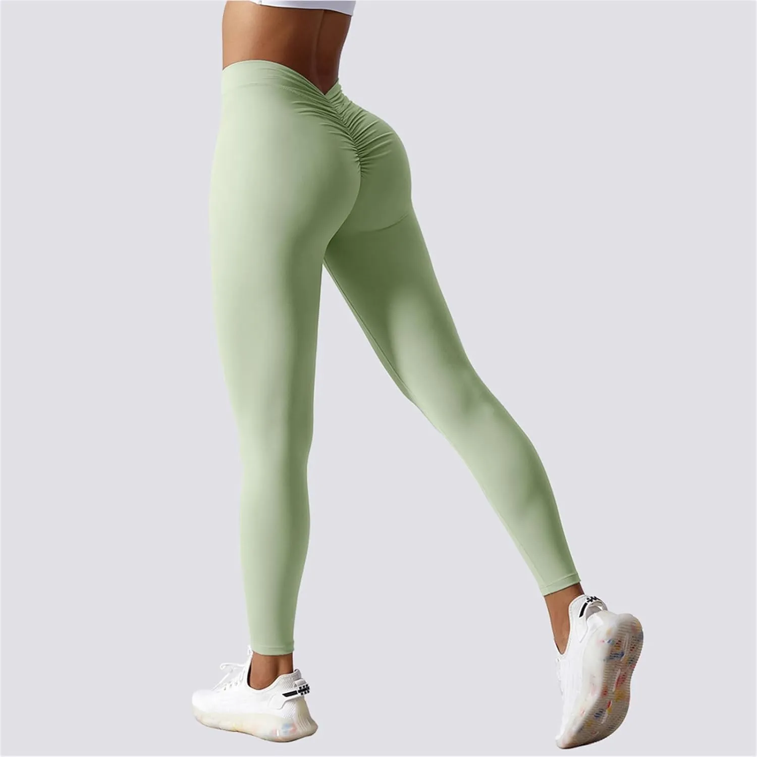 V Back Scrunch Butt Lifting Leggings for Women Tummy Control High Waist Yoga Pants Compression Leggings Tights