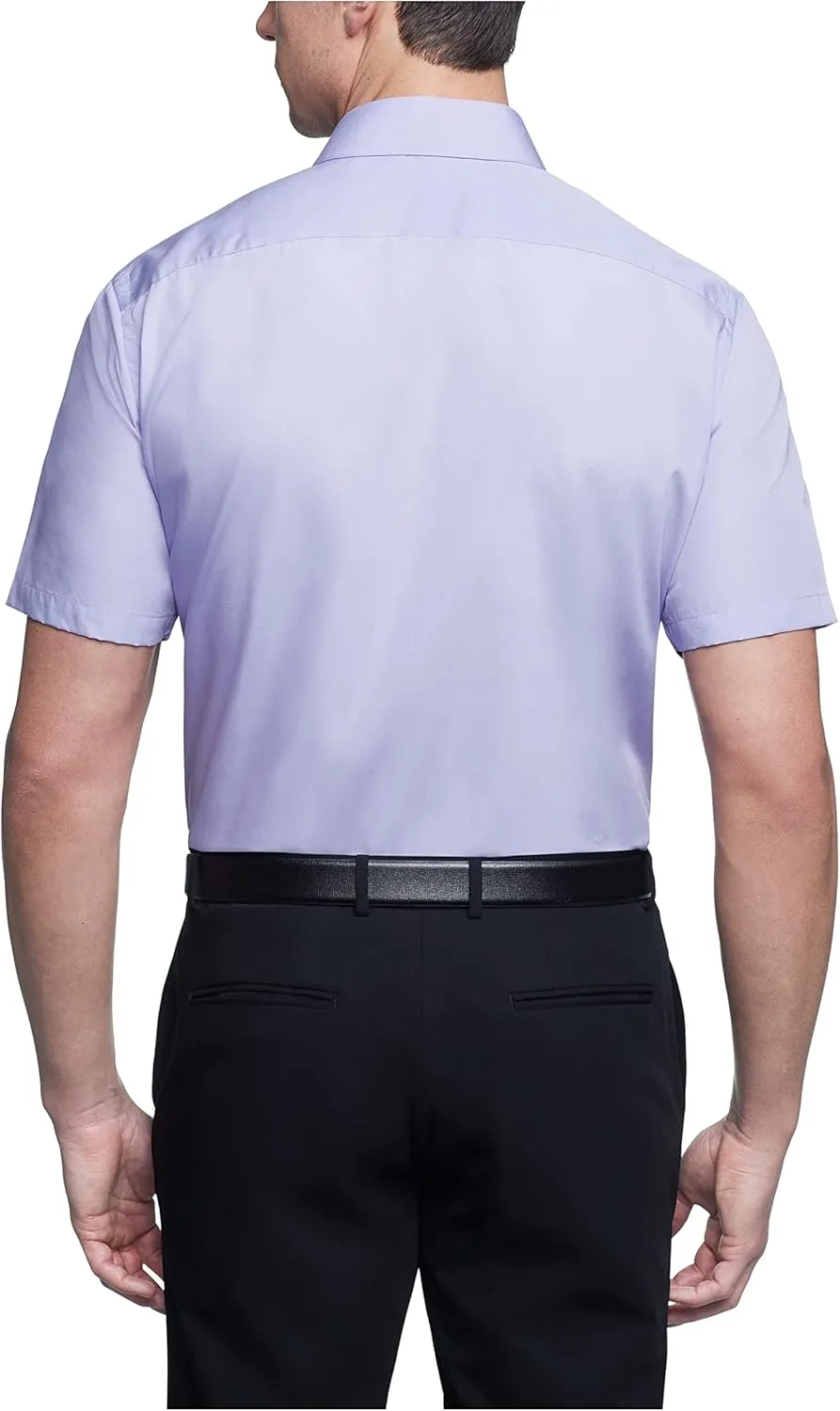 Van Heusen Men's Short Sleeve Dress Shirt Regular Fit Poplin Solid
