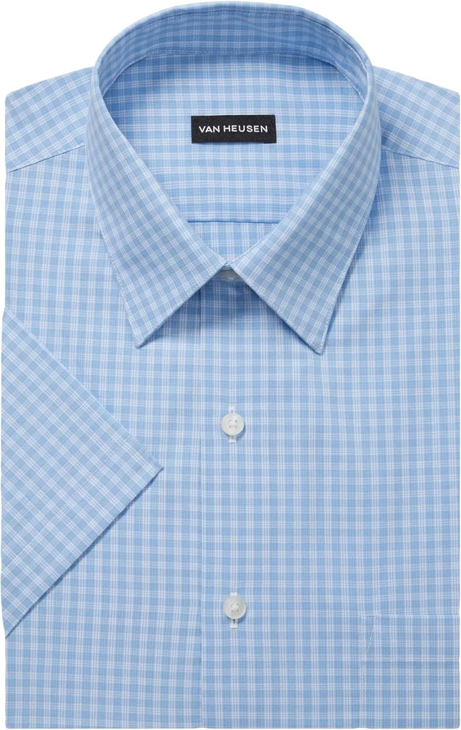 Van Heusen Men's Short Sleeve Dress Shirt Regular Fit Poplin Solid