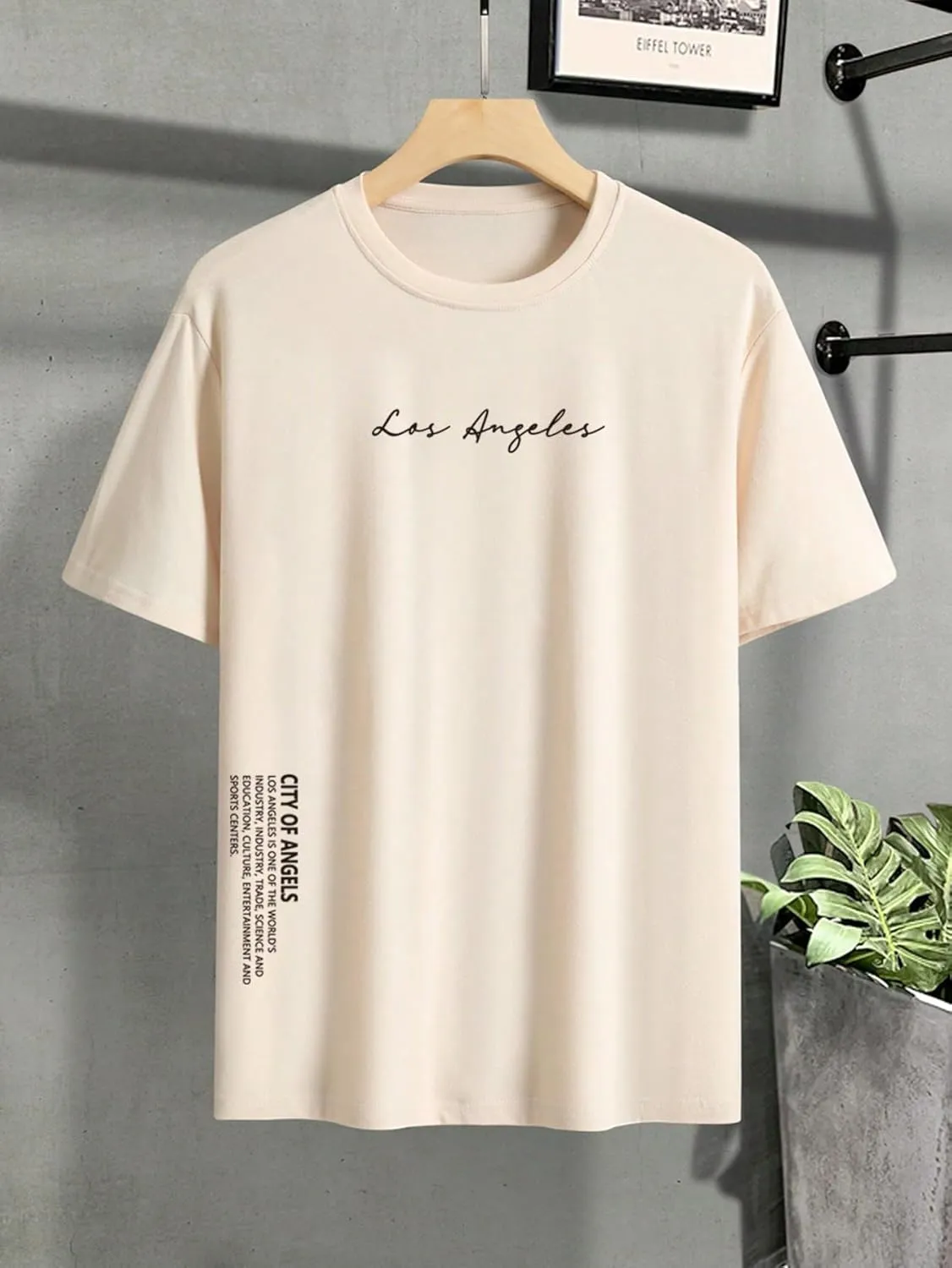 Verdusa Men's Oversized Graphic T Shirts Letter Slogan Drop Shoulder Short Sleeve Round Neck Tee