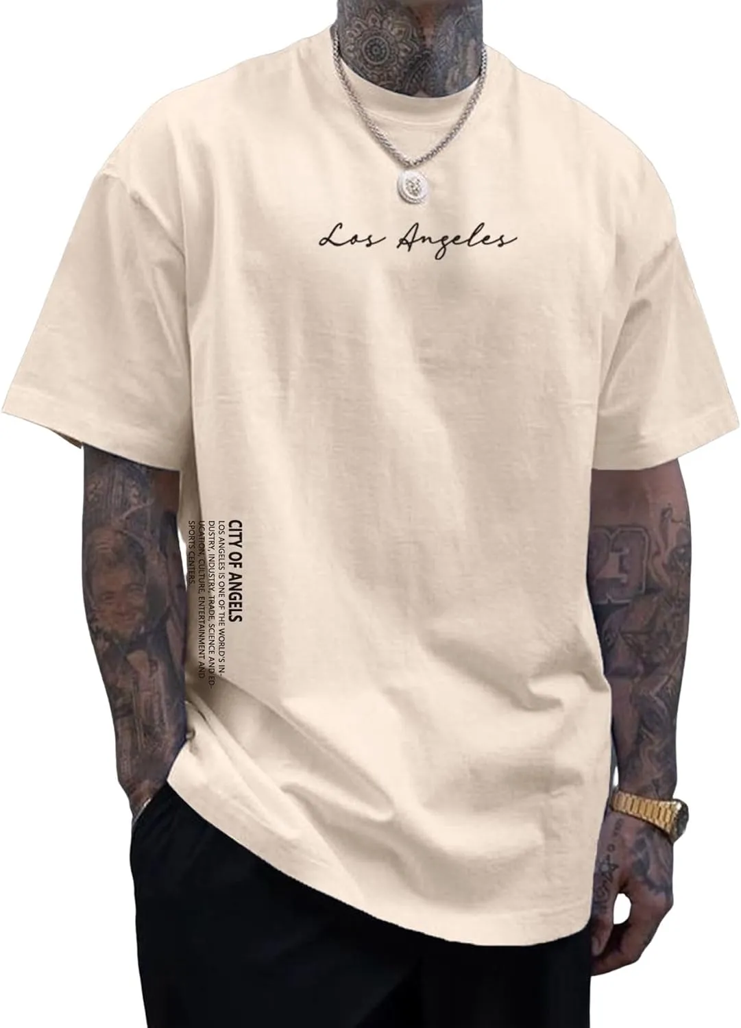 Verdusa Men's Oversized Graphic T Shirts Letter Slogan Drop Shoulder Short Sleeve Round Neck Tee