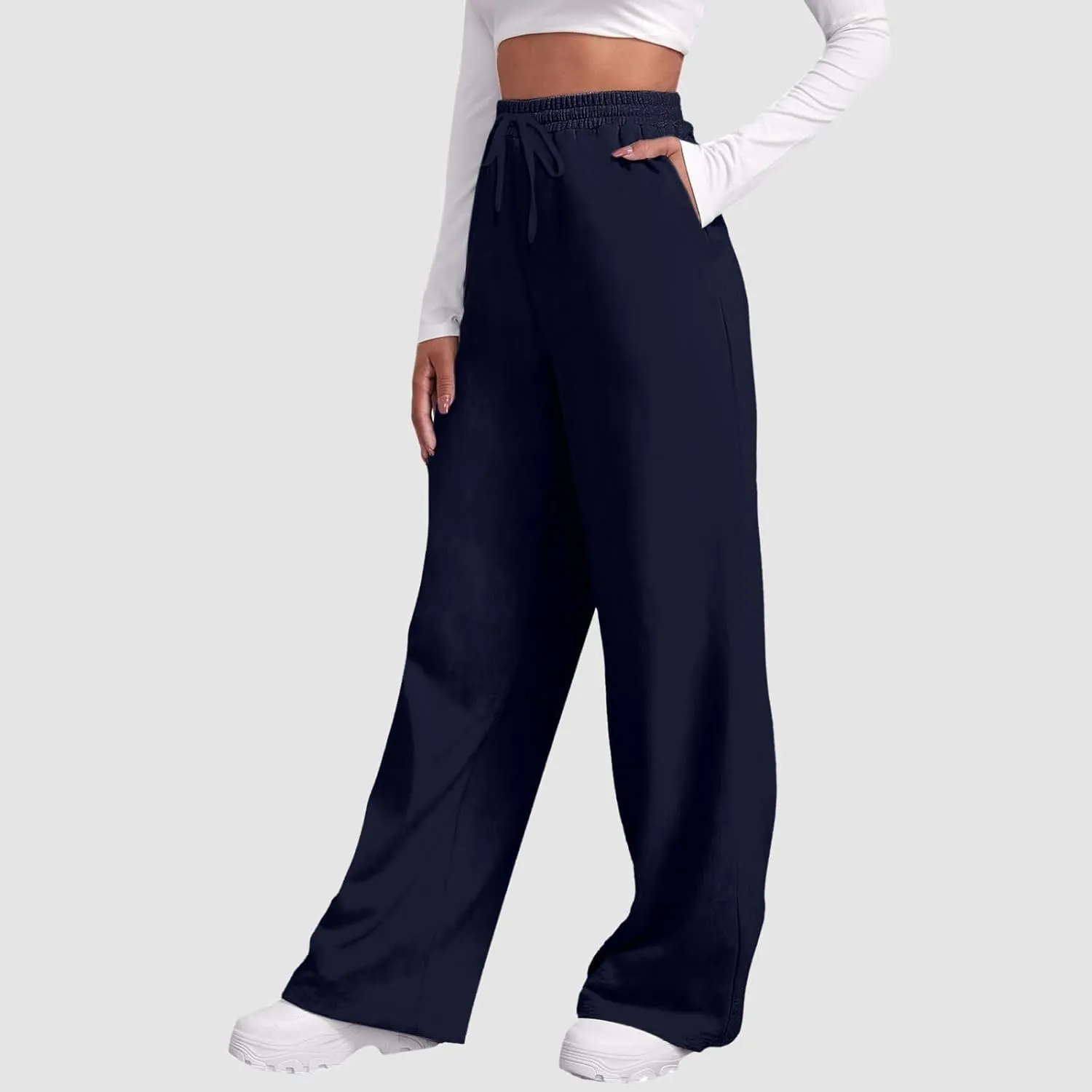 Wide Leg Sweatpants Women Fashion High Waisted Baggy Flared Pants Loose Fit Athletic Joggers with Pockets