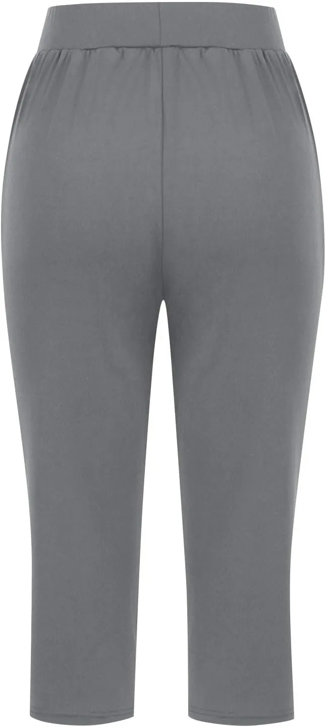 Wide Leg Yoga Pants for Women Casual Loose Soft Lounge Capris Cropped Pant Trousers High Waisted Athletic Sweatpants